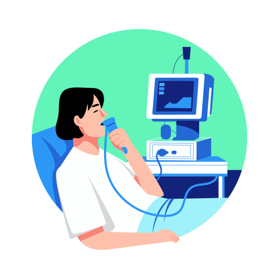 Patient, Sick, Unwell, Treatment, Nebulization, illustration