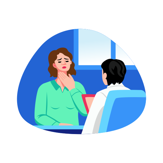 Sore Throat, Pharyngitis, Laryngitis, Tonsils, Checkup illustration