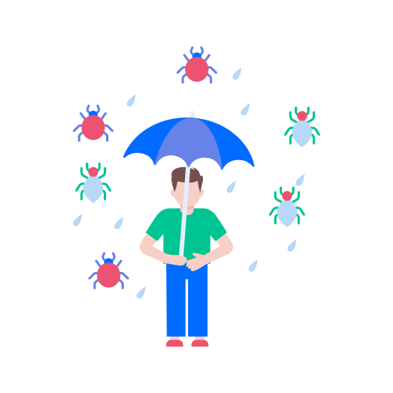 Bug Prevention, Safety, Protection, Security, Debugging illustration