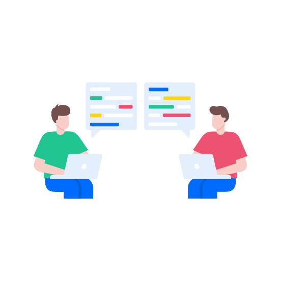 Code Discussion, Conversation, Communication, Meeting, Talking illustration