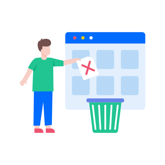 Delete File, Bin, Trash, Dispose, Interface illustration