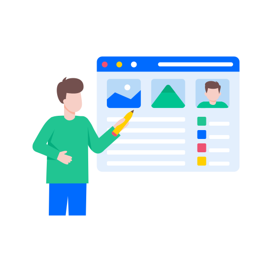 Frontend Developer, Interface, Structure, Layout, Coding illustration