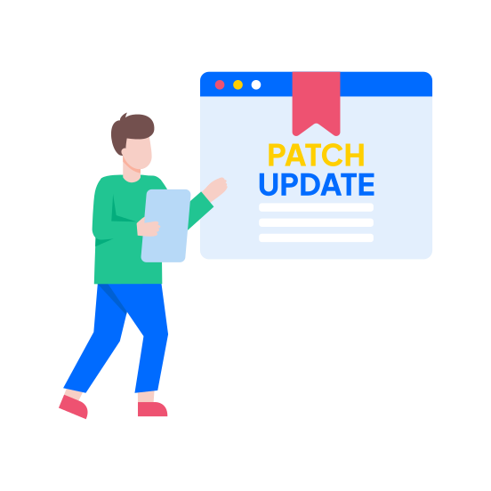 Patch Update, Maintenance, Notification, Interface, Software illustration