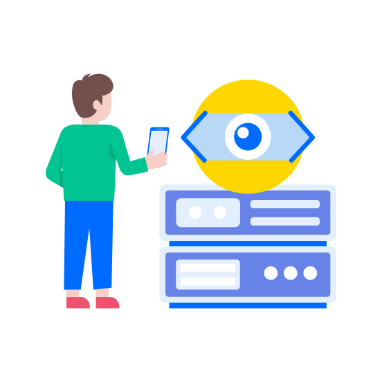 Server Monitoring, Surveillance, Security, Sensor, Inspection illustration