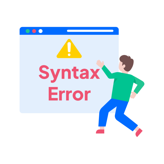 Syntax Error, Bug, Warning, Alert, Trouble illustration