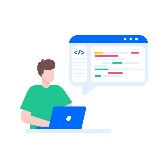 Typing Code, Writing, Programming, Developer, Coding illustration