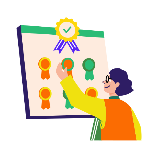 Achievements, Perseverance, Success, Award, Character illustration