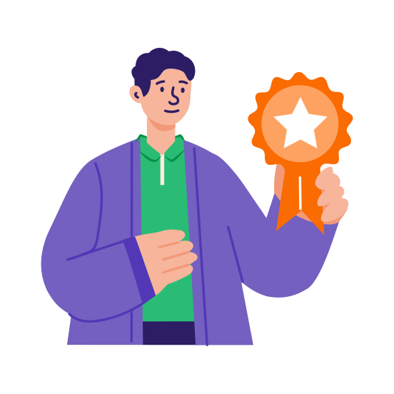 Achiever, Triumphant, Winner, Successful, Character, illustration