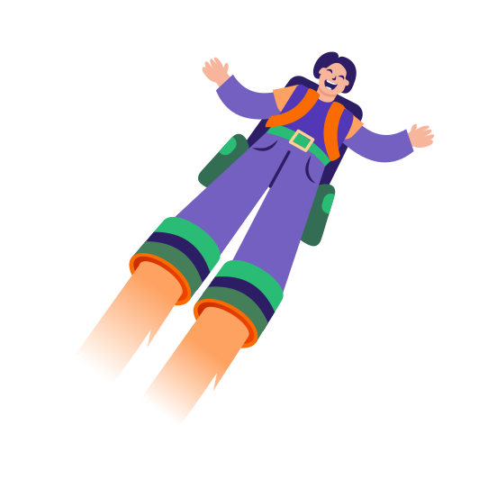 Beginning, Soaring, Rising, Commencing, Character illustration