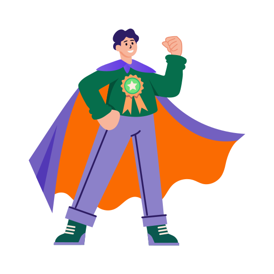 Best Worker, Outstanding, Rewarded, Proficient, Character illustration