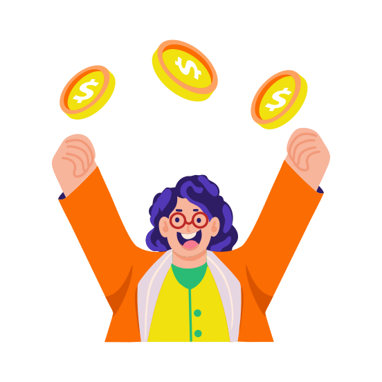 Bonus, Reward, Prosperity, Cheering, Character, illustration