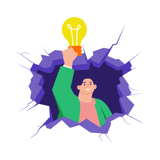 Breakthrough Idea, Innovation, Insight, Inspiration, Revolution illustration