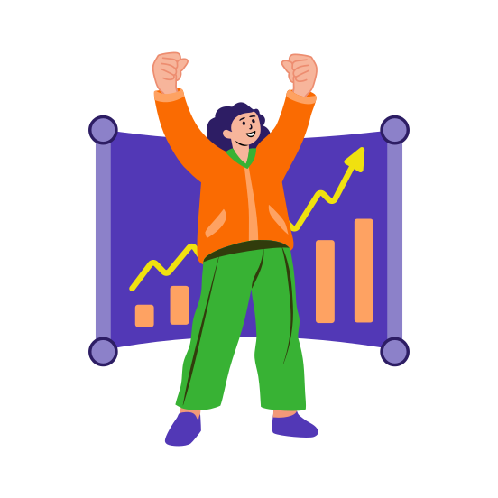 Celebrating Success, Cheering, Winning, Achievement, Character, illustration