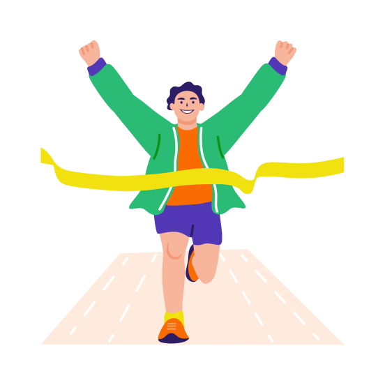 Finish Line, Running, Race, Victory, Winner, illustration