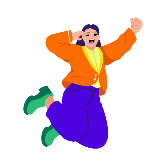 Girl Celebrating, Jumping, Cheering, Happy, Joyful illustration