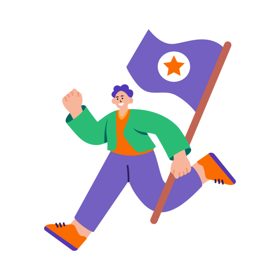 Leading Project, Initiative, Running, Character, Directing illustration