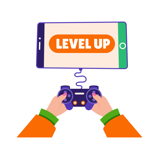 Level Up, Controllers, Gaming, Playing, Entertainment illustration