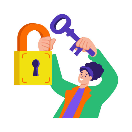 Unlocking Opportunity, Padlock, Key, Ambition, Character, illustration