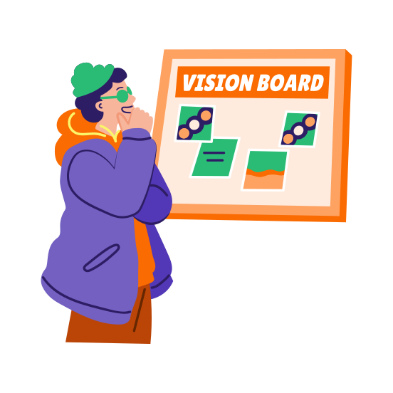 Vision Board, Planning, Aspirations, Goals, Manifesting illustration