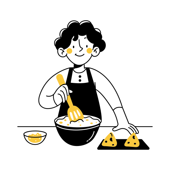 Baking, Mixing, Cooking, Preparing, Gastronomy illustration