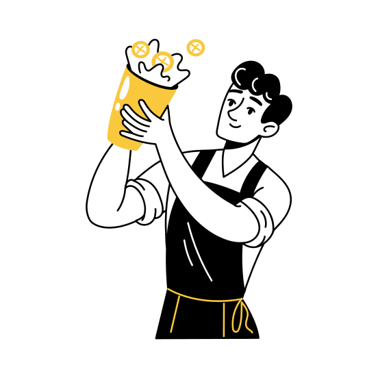 Bartender, Mixologist, Barkeeper, Serving, Drink illustration