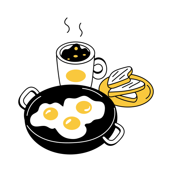 Breakfast, Brunch, Eggs, Coffee, Food illustration