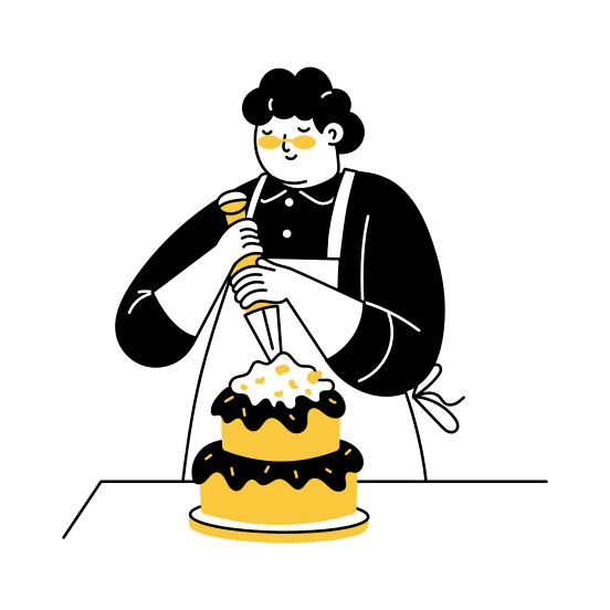 Cake Decoration, Icing, Dessert, Preparing, Gastronomy illustration