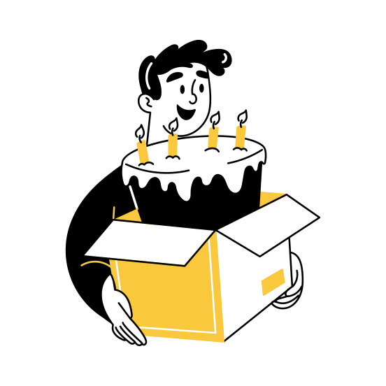 Cake Delivery, Dessert, Takeout, Order, Deliveryman illustration