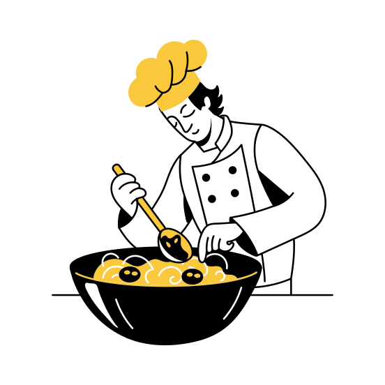 Chef Cooking, Cook, Preparing, Gastronomy, Culinary illustration
