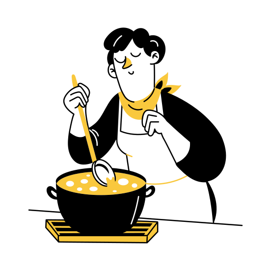 Cooking, Preparing, Chef, Aroma, Gastronomy illustration