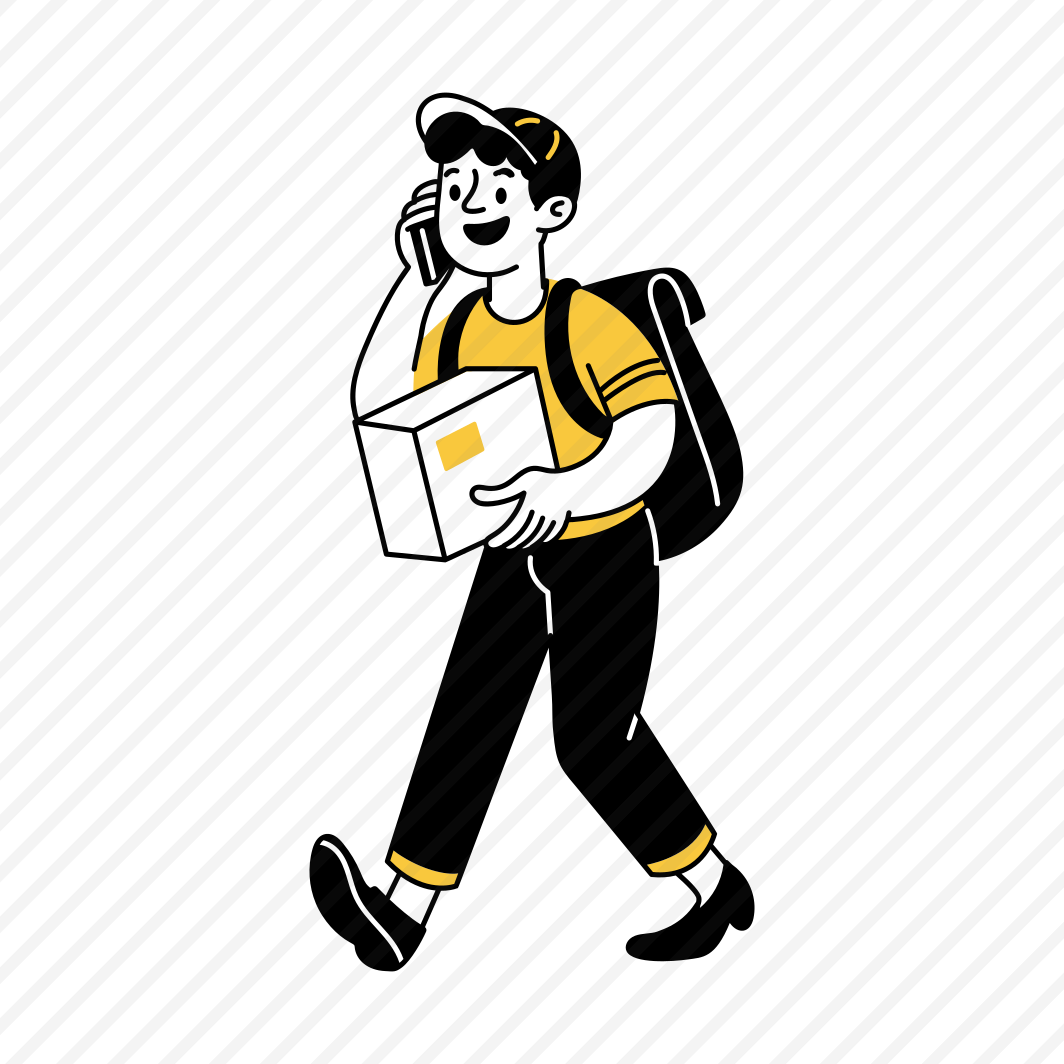 Courier Boy, Deliveryman, Food Delivery, Calling, Order preview