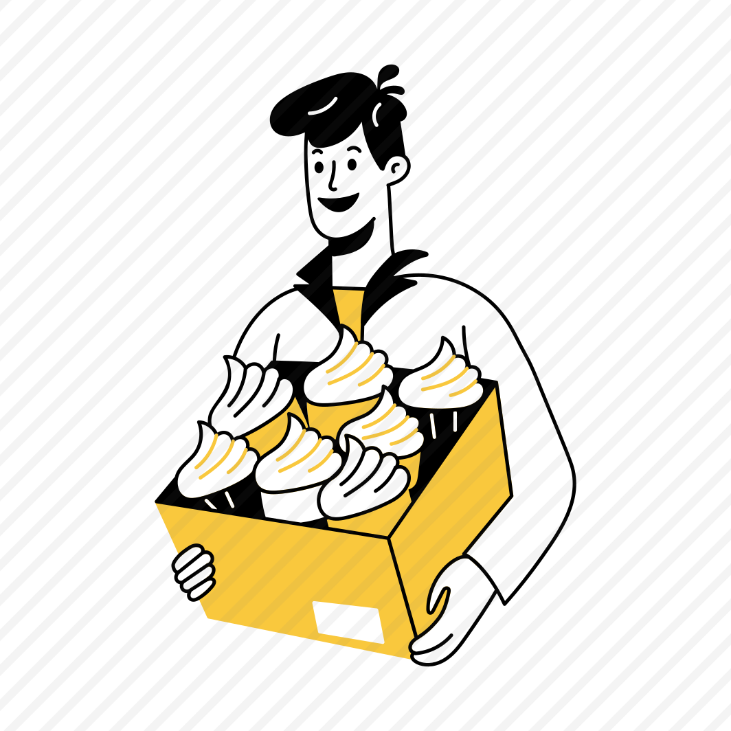 Cupcake Delivery, Sweet, Confectionery, Dessert, Deliveryman preview