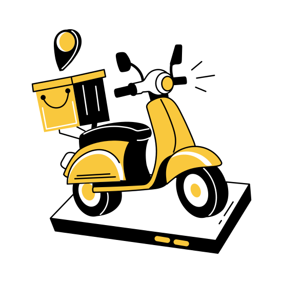 Delivery Location, Tracking, Scooter, Food Delivery, Order illustration