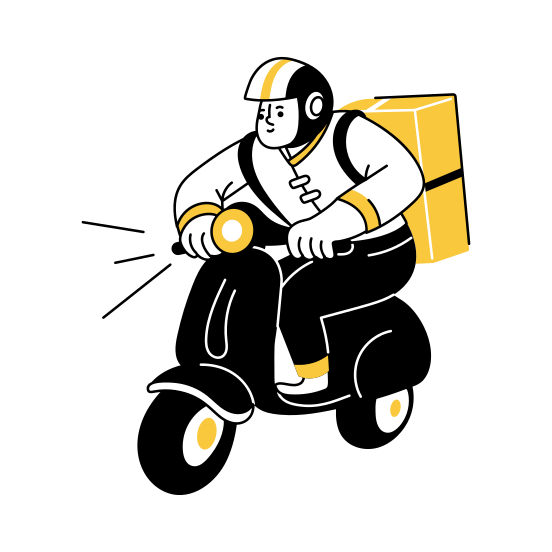 Delivery Rider, Deliveryman, Scooter, Bike, Food Delivery illustration