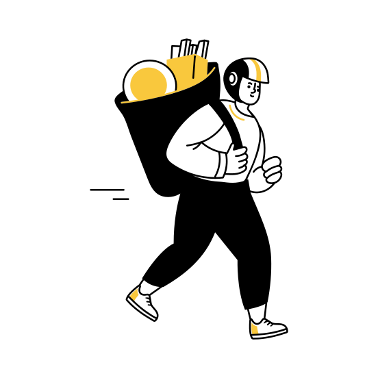 Delivery Service, Deliveryman, Food Delivery, Order, Shipping illustration