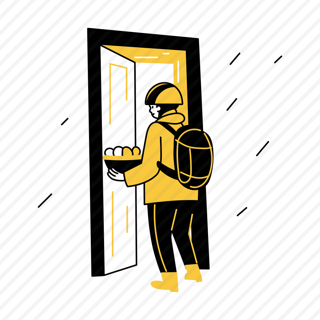 Door Delivery, Food Delivery, Deliveryman, Takeout, Order preview