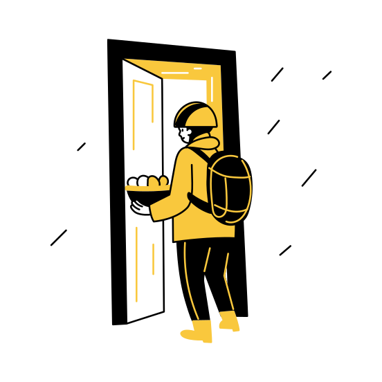 Door Delivery, Food Delivery, Deliveryman, Takeout, Order illustration