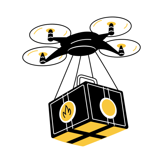 Drone Delivery, Uav, Quadcopter, Takeout, Takeaway illustration