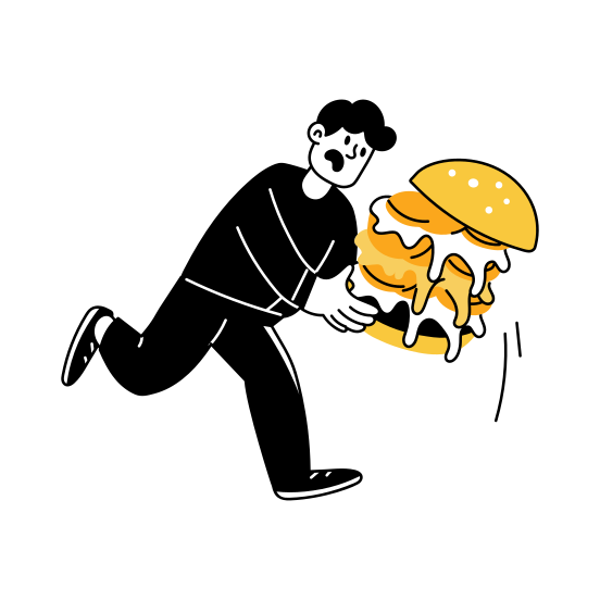 Dropping Food, Slipping, Falling, Burger, Meal illustration