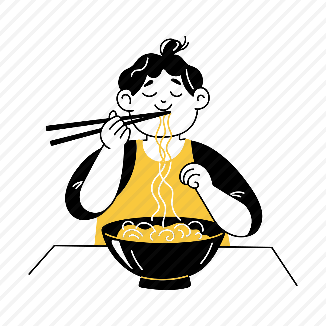 Eating Noodles, Slurping, Enjoying, Food, Meal preview