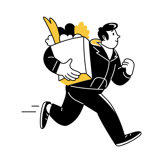 Fast Delivery, Running, Groceries, Order, Deliveryman illustration