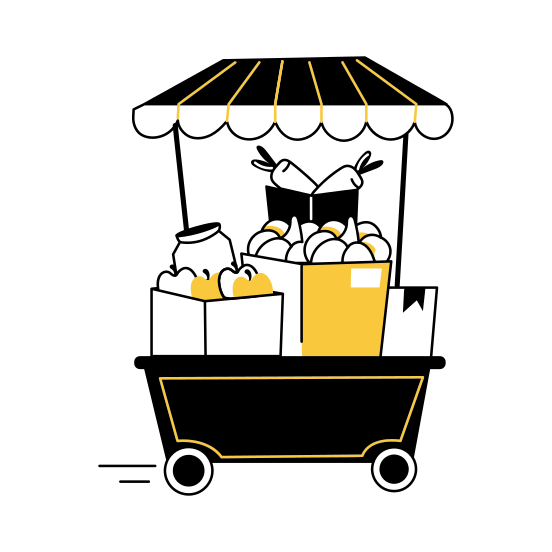 Food Cart, Stall, Booth, Stand, Food Market illustration