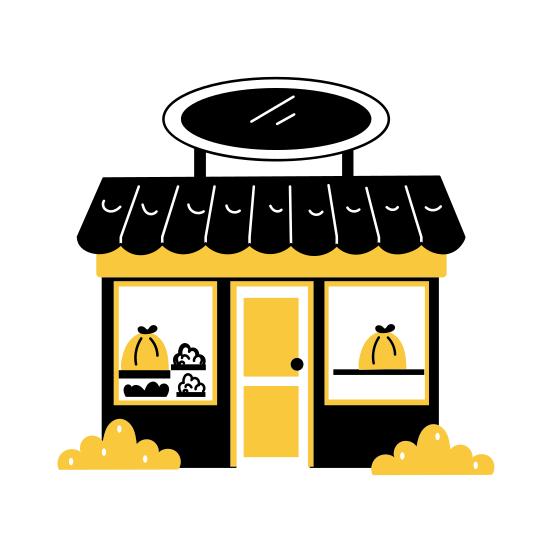 Food Shop, Restaurant, Storefront, Cafe, Eatery illustration