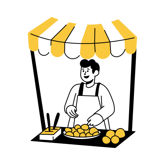 Food Vendor, Seller, Market, Stall, Food Stand illustration