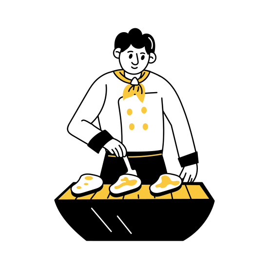 Grilling Steak, Bbq, Barbecue, Cook, Chef illustration