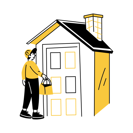 Home Delivery, Food Delivery, Deliveryman, Order, Takeout illustration
