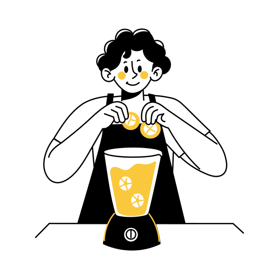 Making Juice, Blender, Preparing, Gastronomy, Character illustration