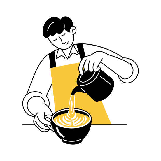 Making Latte, Cappuccino, Barista, Pouring, Coffee illustration