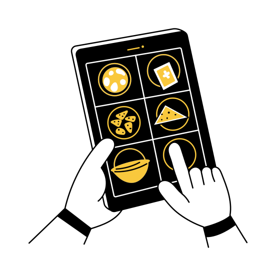 Online Menu, Choosing, Picking, Selecting, Food illustration