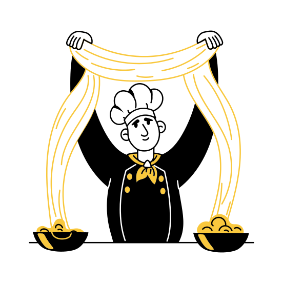Pasta Maker, Cook, Chef, Preparing, Gastronomy illustration